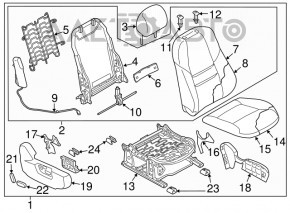 Scaun de pasager Mazda CX-9 16- fără airbag, electric, piele neagră, zgârieturi