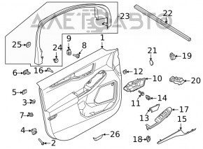 Capacul ușii, cartela frontală stânga Ford Escape MK4 20-22 negru cu bej, cu memorie, ușor șters.