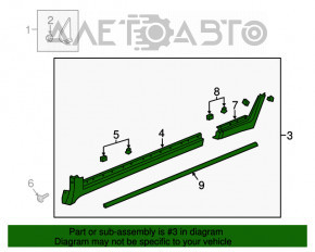 Prag asamblat din 2 piese dreapta pentru Buick Encore 13-19