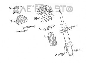 Suportul amortizorului asamblat, dreapta față, Jeep Cherokee KL 14-18 2.4 AWD