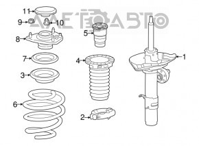 Amortizorul frontal stânga Honda Accord 13-15 hibrid