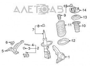 Suport amortizor asamblat față dreapta Toyota Highlander 14-16 3.5 FWD