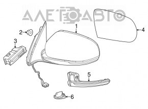 Зеркало боковое левое Jeep Cherokee KL 14-18 7+2 пинов, поворотник, подогрев, подсветка