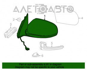 Oglindă laterală dreapta Jeep Cherokee KL 14-18 cu 3 pini, structură