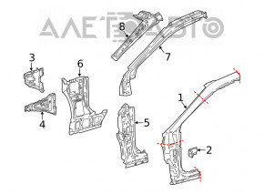 Стойка кузова передняя правая Toyota Camry v70 18- черн, нижняя часть