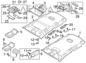 Обшивка потолка VW Passat b7 12-15 USA беж под люк, заломы