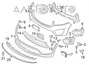 Grila inferioară a bara de protecție față Kia Sorento 16-18, model USA, neagră cu crom