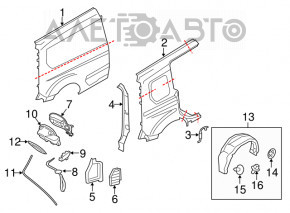 Накладка над фонарем правая Ford Transit Connect MK2 13- структура