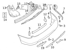 Colțul amplificatorului de bara spate stânga Nissan Rogue 14-20 JP tip 2 larg