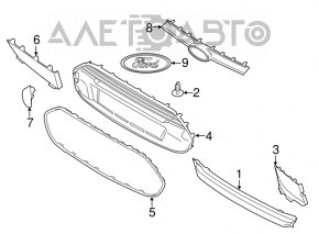 Grila radiatorului superioara Ford Transit Connect MK2 13- negru