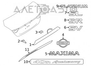 Moldura capacului portbagajului Nissan Maxima A36 16- crom