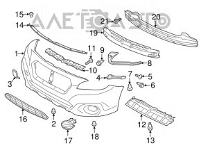 Suportul de montare a bara fata, centru sus, pentru Subaru Outback 15-19.