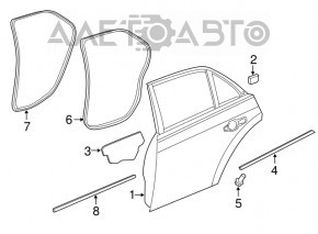 Garnitură ușă-sticlă spate centrală stânga Chrysler 300 11- crom