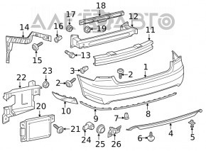 Молдинг заднего бампера центр VW Passat b8 16-19 USA хром OEM