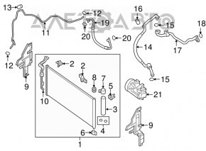 Tubul de aer condiționat, compresorul și radiatorul din față pentru Nissan Maxima A36 16-