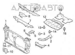 Suportul central superior al bara frontală Infiniti Q50 14-