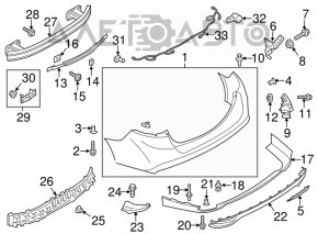 Bara spate pentru Ford Fusion mk5 13-18 cu senzori de parcare, nouă, originală