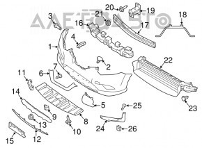 Grila amplificatorului de bara fata dreapta Nissan Rogue 14-20 tip1