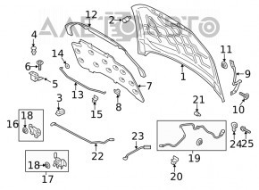 Cablu de deschidere a capotei Ford Fusion mk5 13-20, complet asamblat