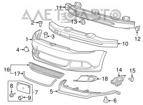 Grila inferioară a bara de protecție față a VW Jetta 11-14 SUA cu crom nou, neoriginal