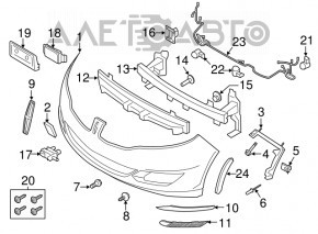 Reflectorul de pe bara din față dreapta Lincoln MKZ 13-16, nou, original