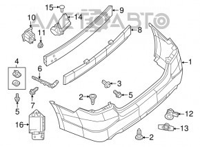 Клык усилителя заднего бампера левый Nissan Altima 13-18 OEM