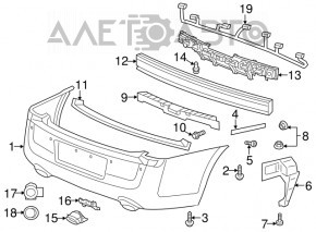 Montarea bumperului spate central Chrysler 300 11-14 pre-restyling