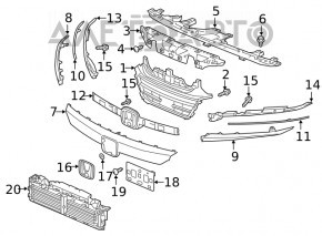 Grila grilei stânga a radiatorului Honda Accord 18-22 crom deschis, cu montare, nisip