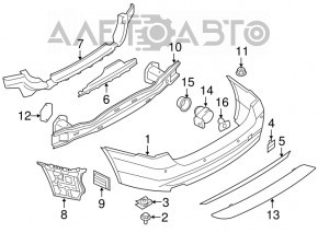 Молдинг заднего бампера BMW 3 F30 4d 12-15 черный новый OEM оригинал