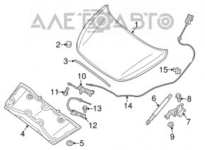 Bucla capotei stânga Infiniti JX35 QX60 13- nou OEM original