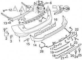 Suportul de montare a buzei spoilerului pentru bara de protecție spate Lincoln MKC 15-