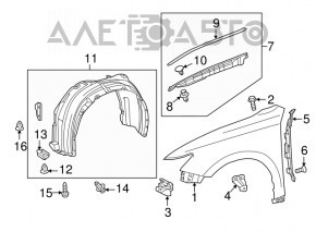 Garnitură aripă ușă - aripă dreapta Lexus ES300h ES350 13-18