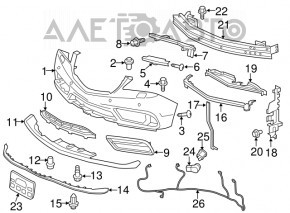 Suportul central metalic pentru bara de protecție față Acura MDX 14-16 aftermarket