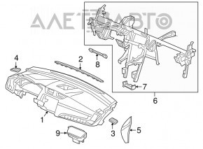 Panoul frontal al torpilei fără AIRBAG pentru Honda CRV 17-19, negru.