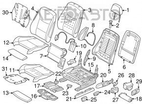 Scaun pasager BMW 3 F30 12-18 fără airbag, electric cu memorie, piele gri, Sport