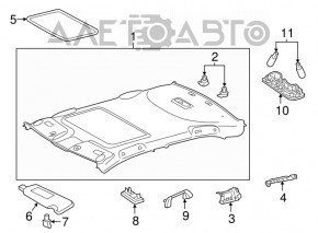 Acoperirea plafonului pentru Toyota Camry v55 15-17 SUA sub trapa gri.