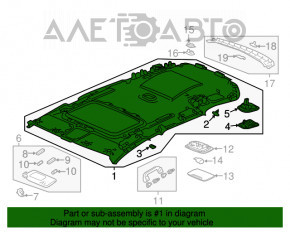 Acoperirea tavanului Honda CRV 17-19 gri, fără geam panoramic.