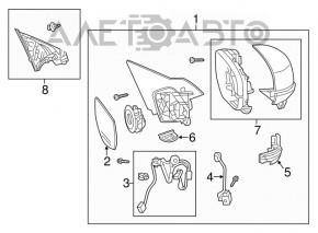 Зеркало боковое правое Honda Accord 13-15 12 пинов поворотник, бордовое, камера