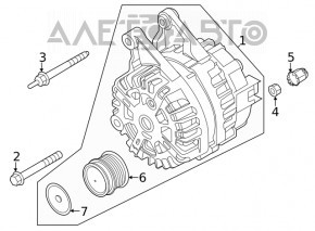 Generatorul Ford Escape MK4 20-22 1.5T are capacul din spate deteriorat