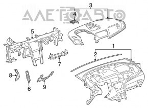 Торпедо передняя панель без AIRBAG Buick Encore 13-16 2 части, черн