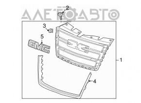 Grila radiatorului asamblată GMC Terrain 10-15 pre-restilizare cu emblemă, cromată