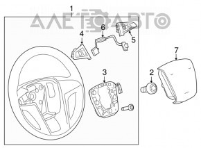 Butonul de control de pe volanul drept al GMC Terrain 10-17 este uzat.