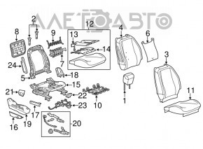 Пассажирское сидение GMC Terrain 14-17 без airbag, тряпка черн