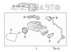 Зеркало боковое правое Chevrolet Cruze 16- 5 пинов, графит