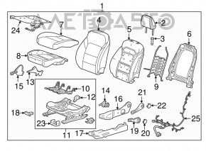 Водительское сидение Chevrolet Cruze 16- без airbag, электро, стрельнувшее, тряпка черное