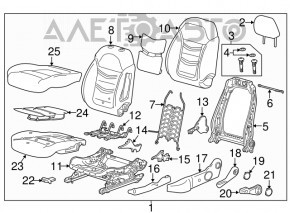 Водительское сидение Chevrolet Volt 16- с airbag, механич, кожа черн