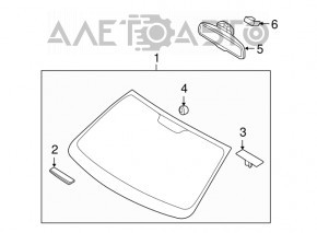 Oglindă interioară Hyundai Sonata 11-15 neagră cu 5 butoane de control.