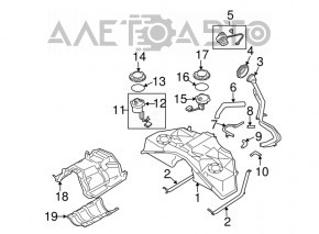 Rezervor de combustibil pentru Infiniti G25 G37 4d 09-14 cu lovituri.