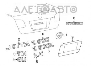 Emblema cu inscripția "JETTA" de pe capacul portbagajului VW Jetta 19- nou OEM original.