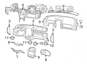 Capacul genunchiului șoferului Jeep Patriot 11-17 negru, uzat, zgârieturi